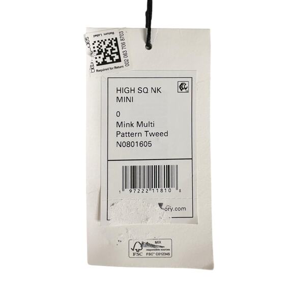 Theory High Square Neck Mini Dress 100% Wool Houndstooth Preppy Chic Office Sz 0 - Picture 9 of 10